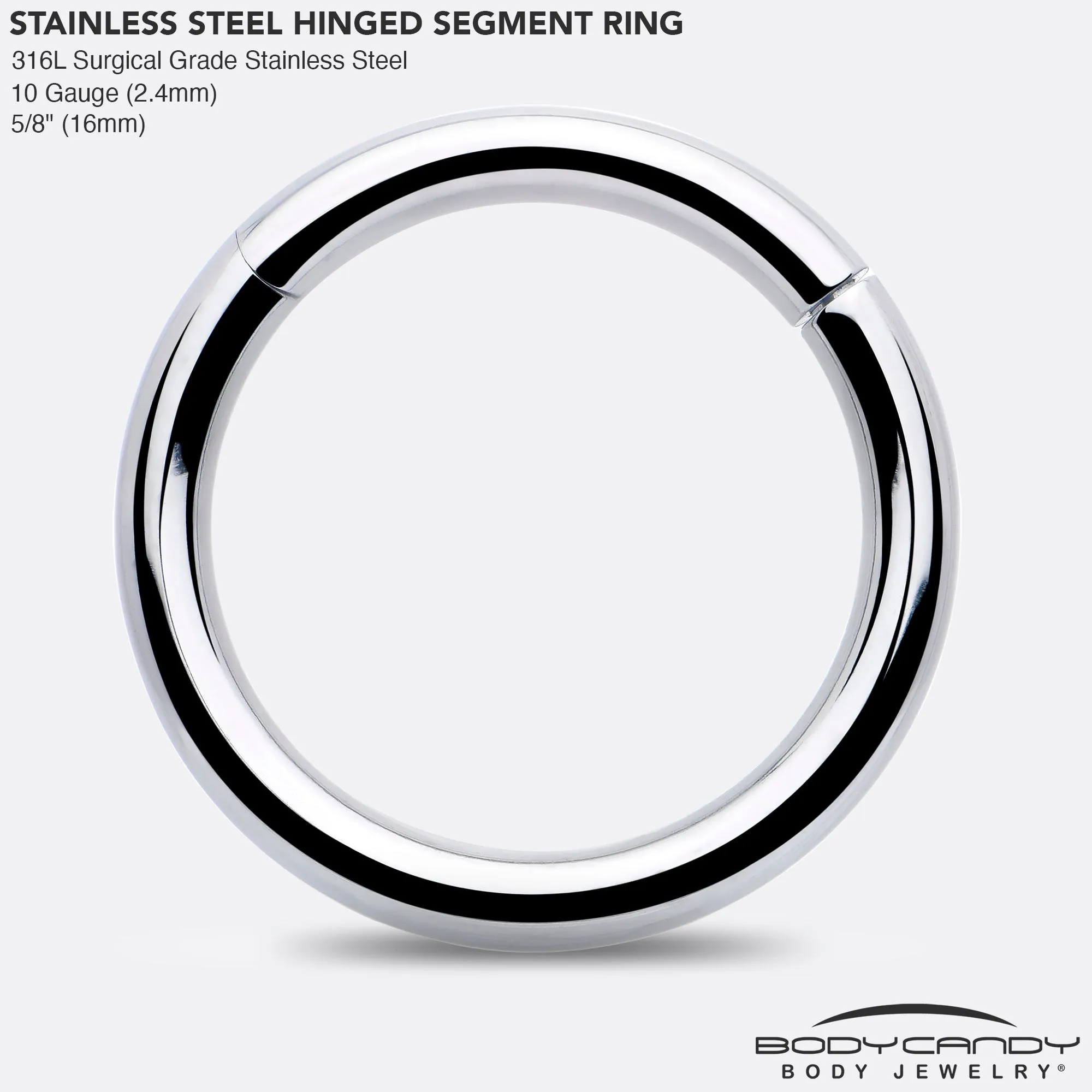 10 Gauge 5/8 316L Surgical Steel Precision Hinged Segment Hoop