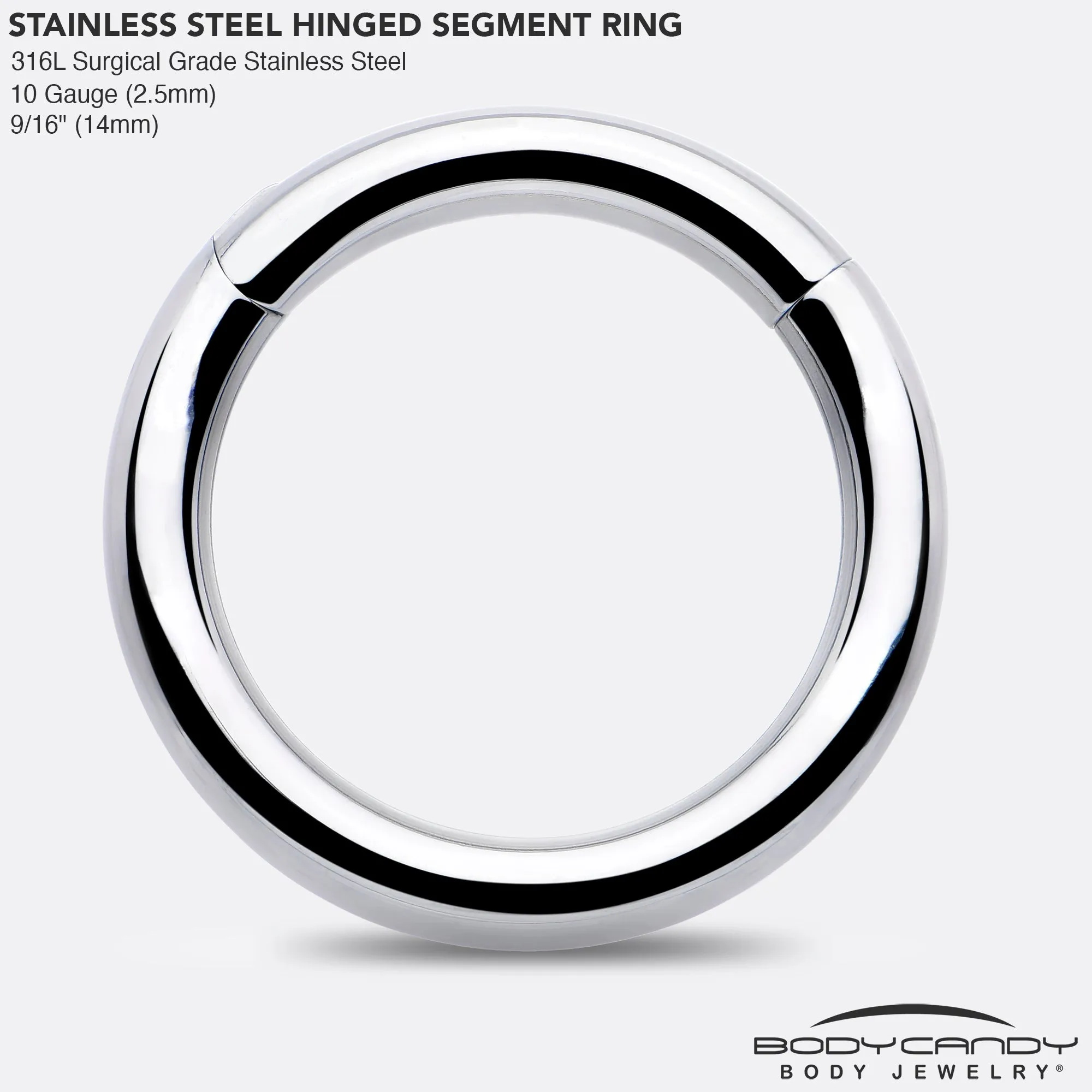 10 Gauge 9/16 316L Surgical Steel Precision Hinged Segment Hoop