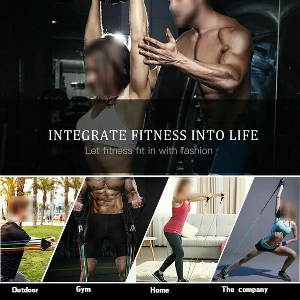 11Pcs Latex Resistance Bands Set for Home Gym Exercise