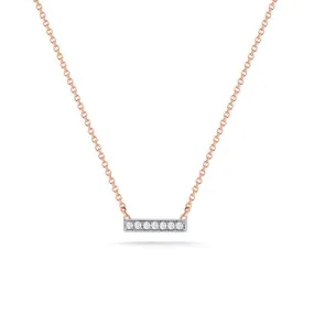 14K Rose Gold Mini Diamond Pave Bar Necklace