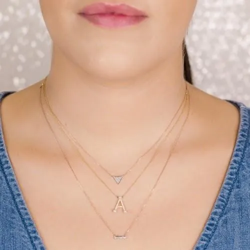14K Rose Gold Mini Diamond Pave Bar Necklace