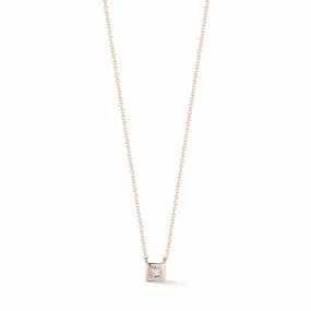 14K Rose Gold Princess Cut Diamond Necklace