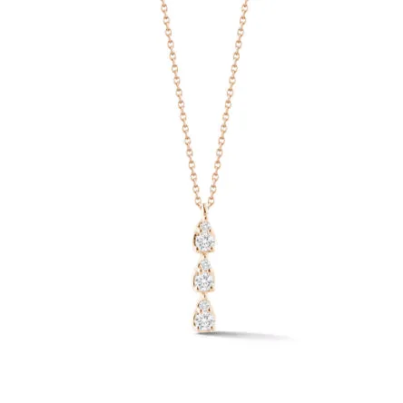 14K Rose Gold Triple Drop Diamond Pendant