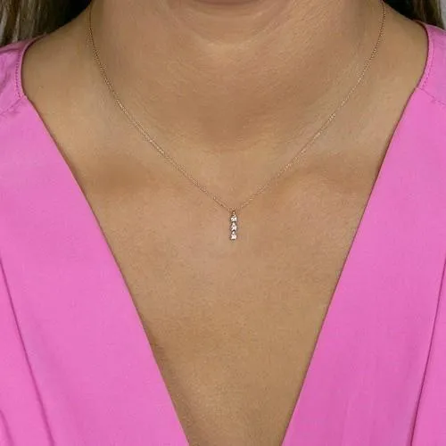 14K Rose Gold Triple Drop Diamond Pendant