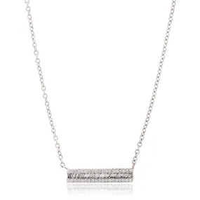 14K White Gold Diamond Baguette Bar Necklace