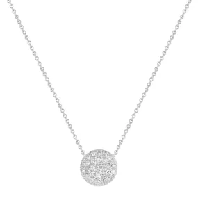 14K White Gold Diamond Disc Necklace
