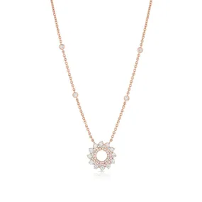 18K ROSE GOLD DIAMOND ROUND WREATH NECKLACE