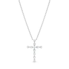 18K White Gold 0.39ctw Diamond Cross Pendant Necklace