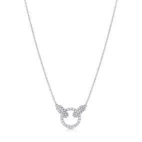 18K White Gold Diamond Circle 2 Oval Necklace