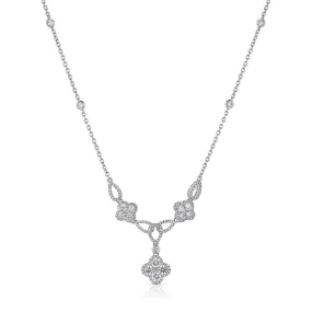 18kt White Gold Diamond Quatrefoil Diamond Necklace