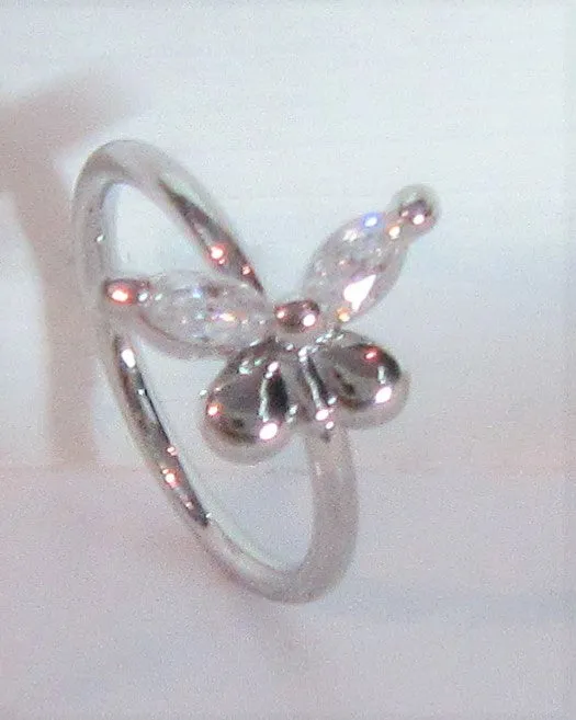 20G Nose Ring Hoop Clear CZ Diamond Crystal Butterfly Nose Ring 20 gauge Nose Jewelry Nostril Ring