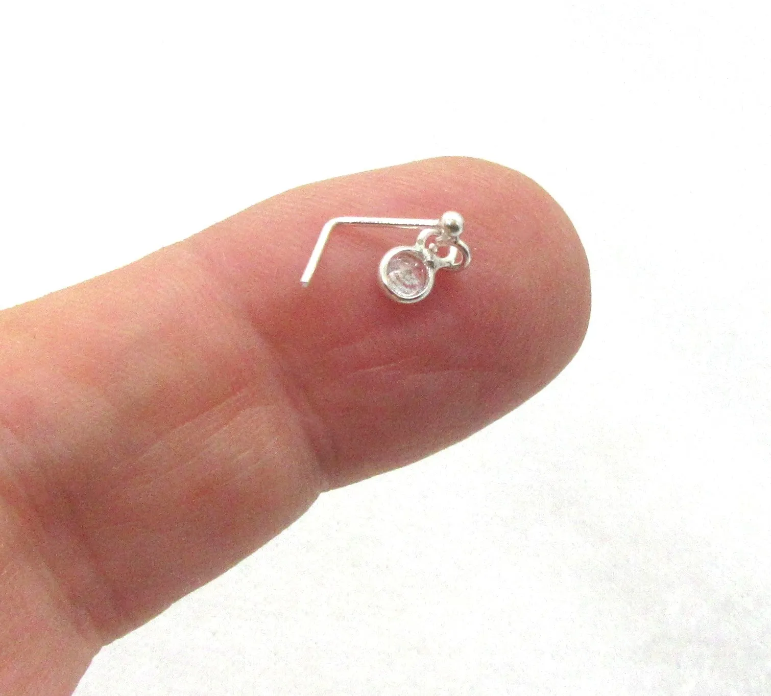 22G Sterling Silver L Shape Nose Stud Ring Nose Earrings 22 gauge 22G Nose Jewelry Pin Nostril Dangle Nose Studs
