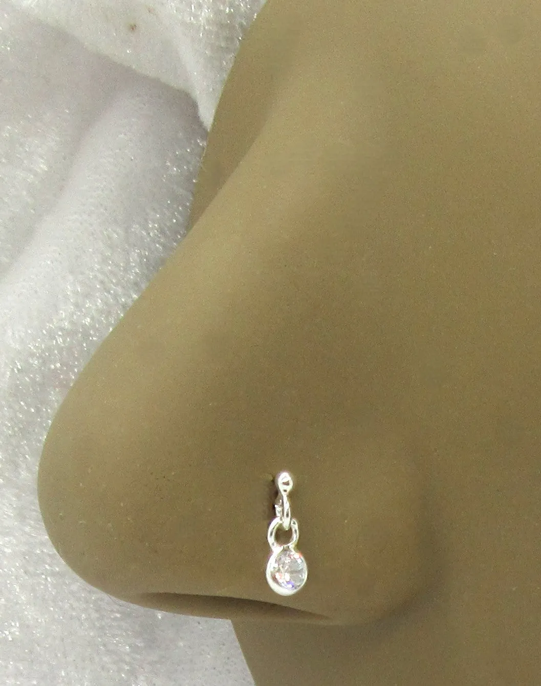22G Sterling Silver L Shape Nose Stud Ring Nose Earrings 22 gauge 22G Nose Jewelry Pin Nostril Dangle Nose Studs