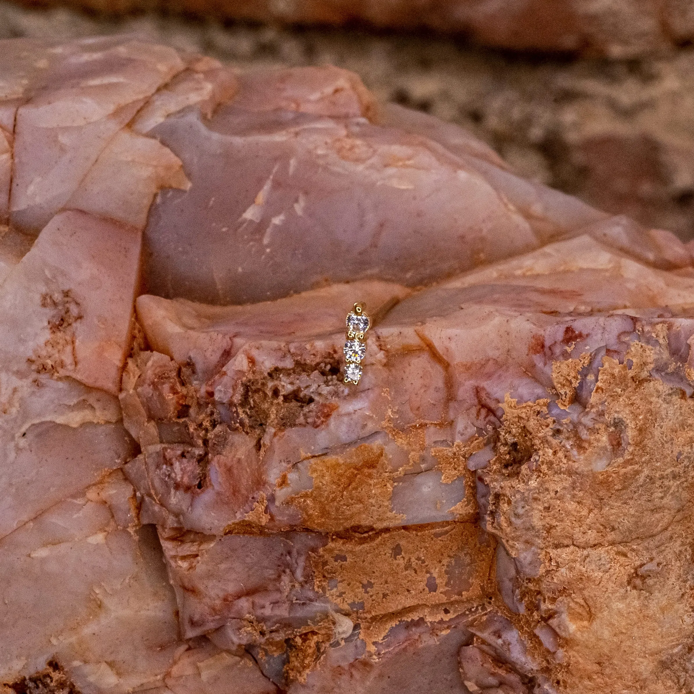 3-Gem Nostril Screw in Yellow Gold
