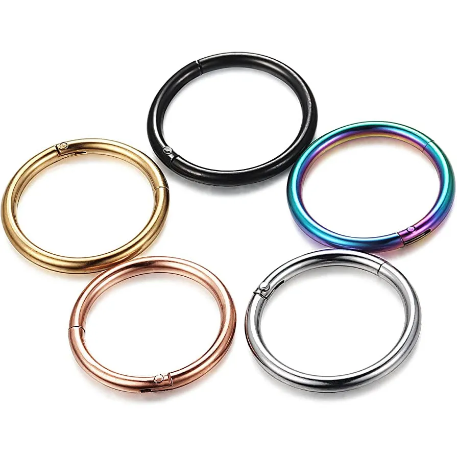 5-Piece: Stainless Steel Septum Piercing Nose Hoop Ring