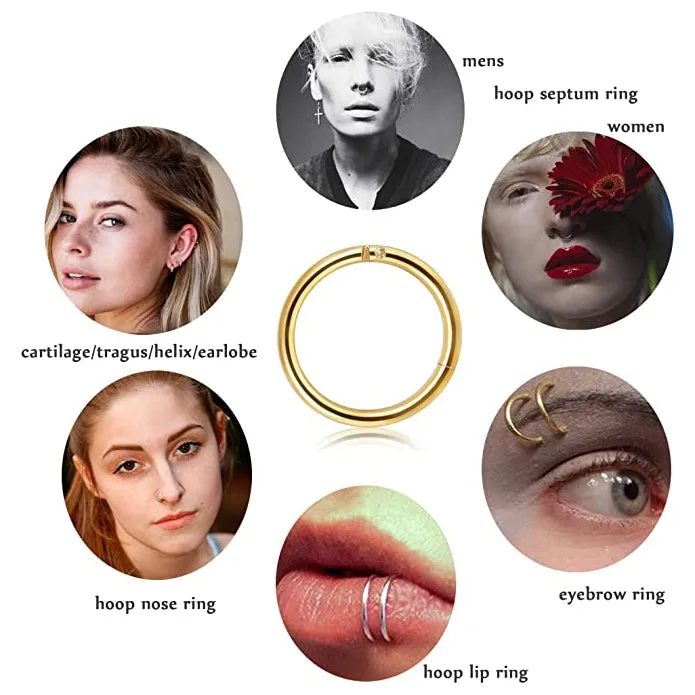 5-Piece: Stainless Steel Septum Piercing Nose Hoop Ring