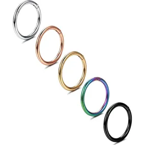 5-Piece: Stainless Steel Septum Piercing Nose Hoop Ring