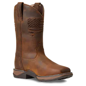 Ariat Ladies Anthem Patriot Waterproof Brown Square Toe Boots 10040369