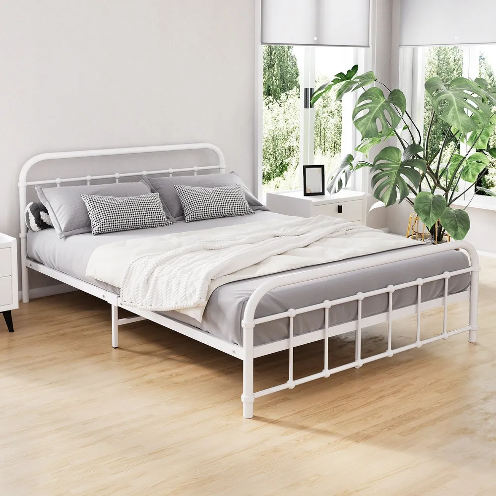 Artiss LEO Metal Bed Frame - Double (White)