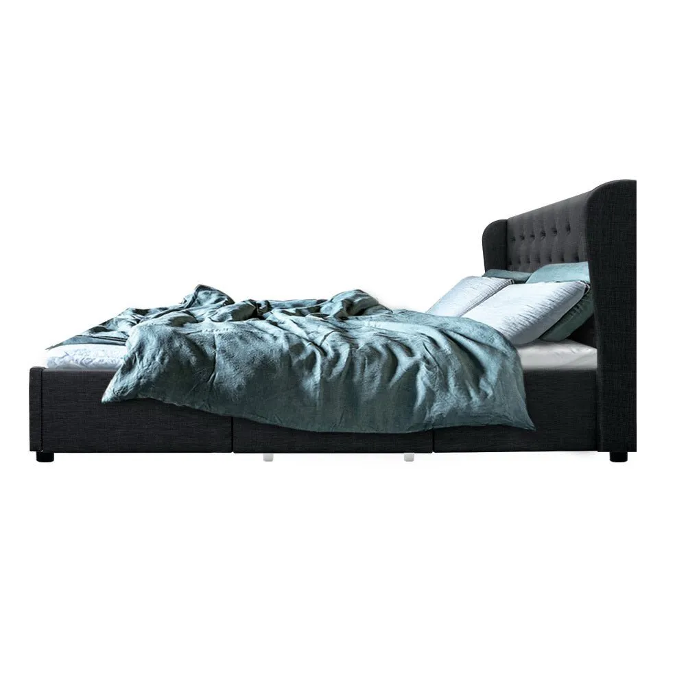 Avalon Queen Bed With Drawers Charcoal