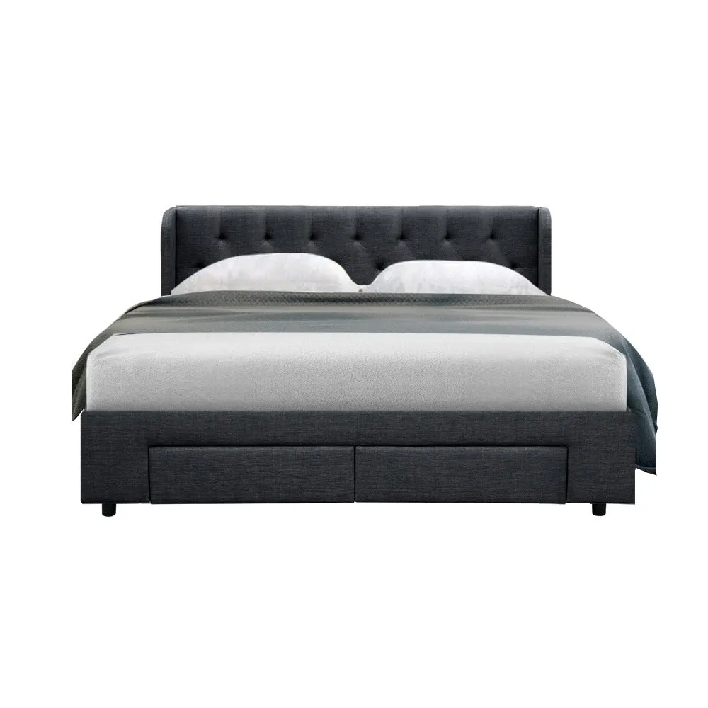 Avalon Queen Bed With Drawers Charcoal