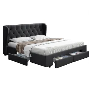 Avalon Queen Bed With Drawers Charcoal