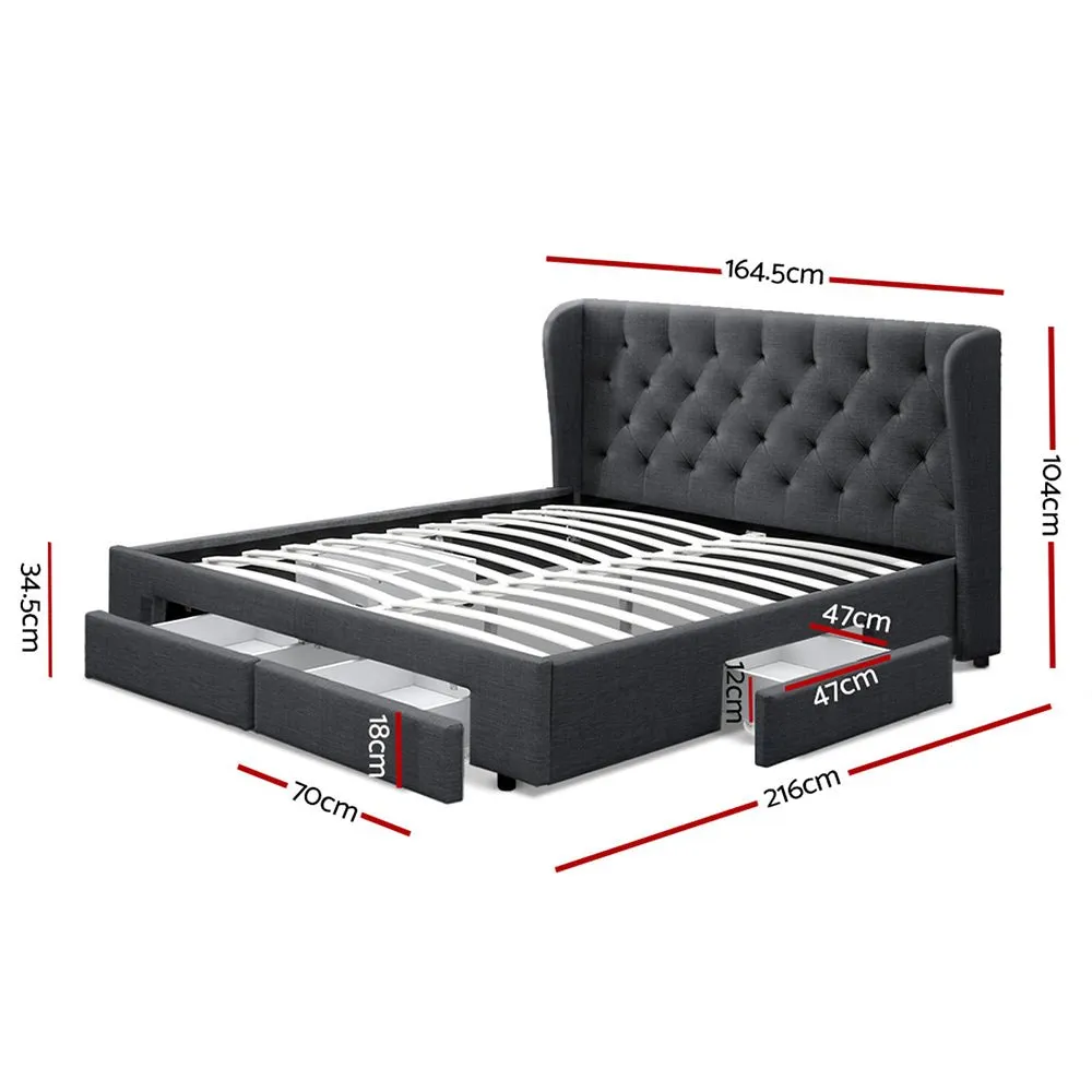 Avalon Queen Bed With Drawers Charcoal