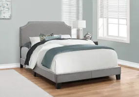 Bed - Full Size / Grey Linen With Chrome Trim