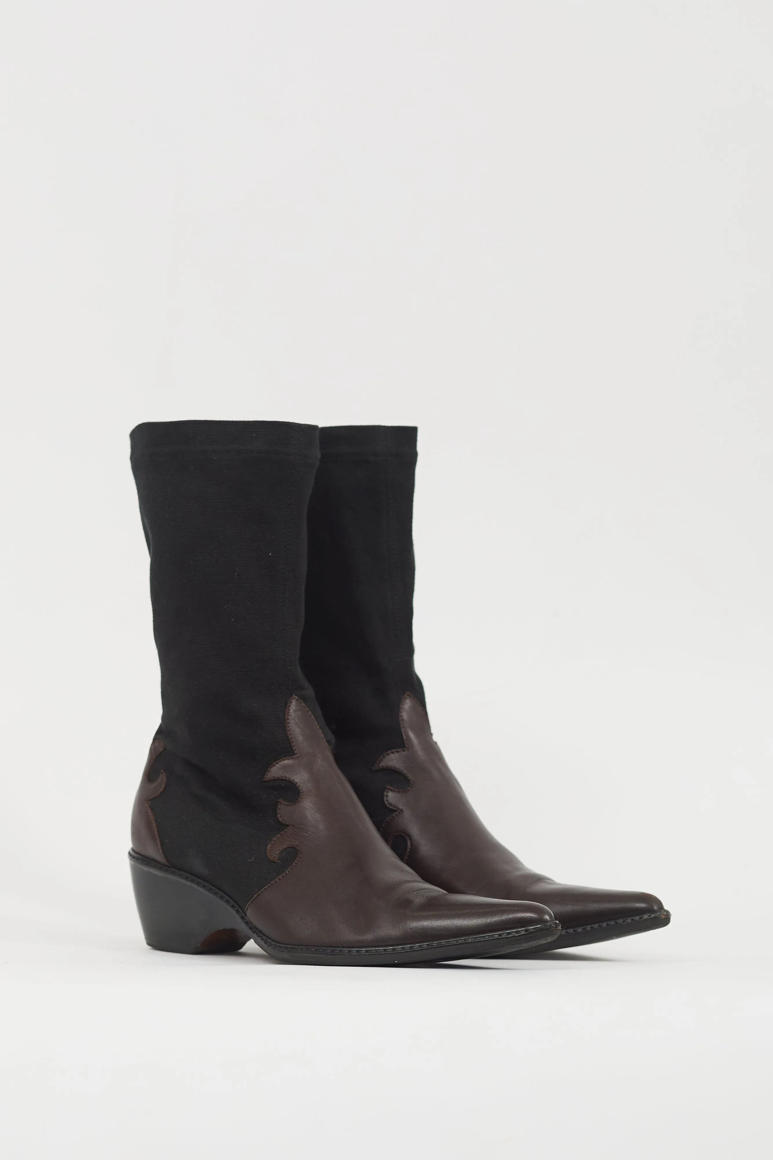 Black & Brown Leather Western Boot