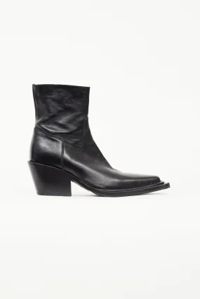 Black Leather Bruno Western Boot