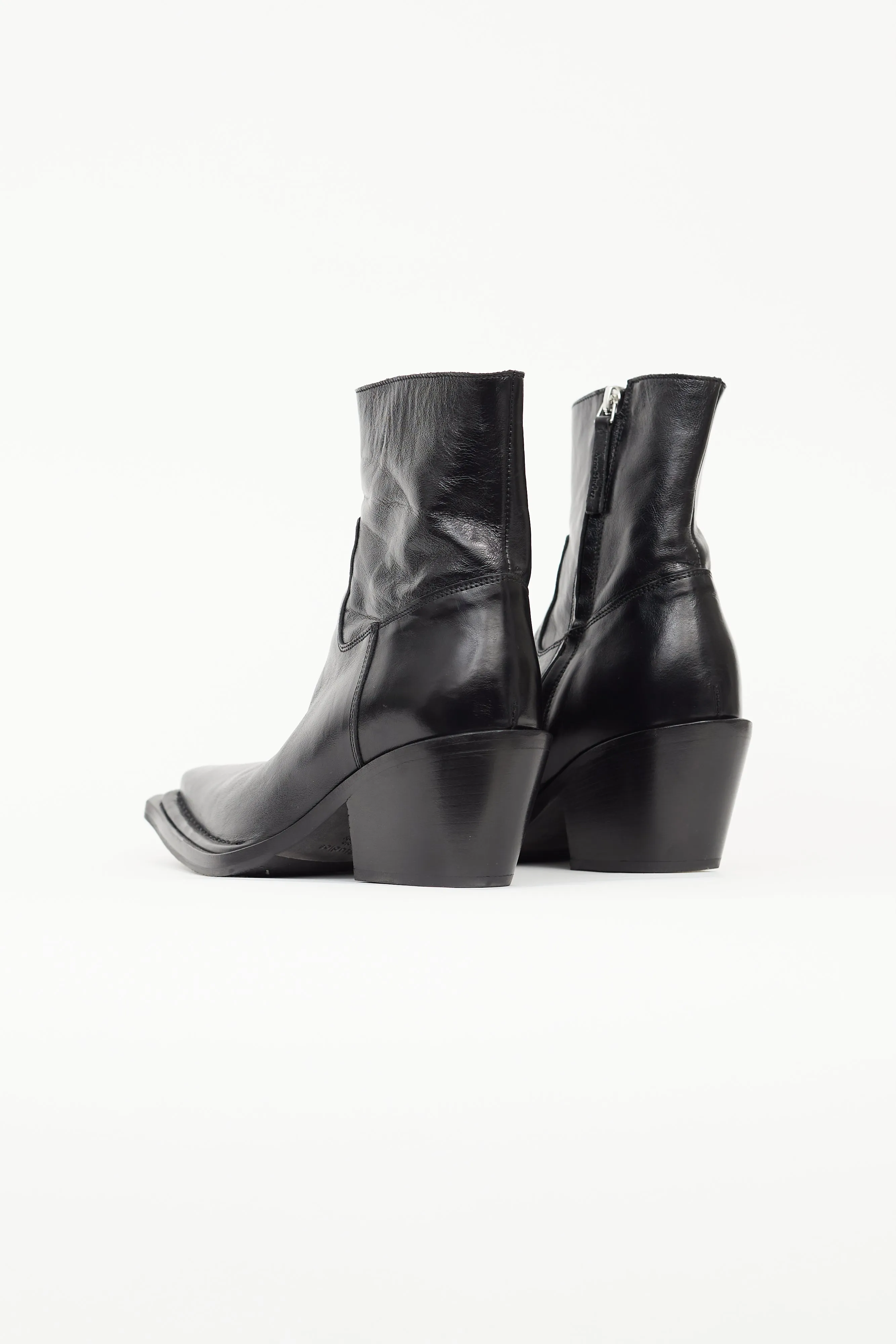 Black Leather Bruno Western Boot