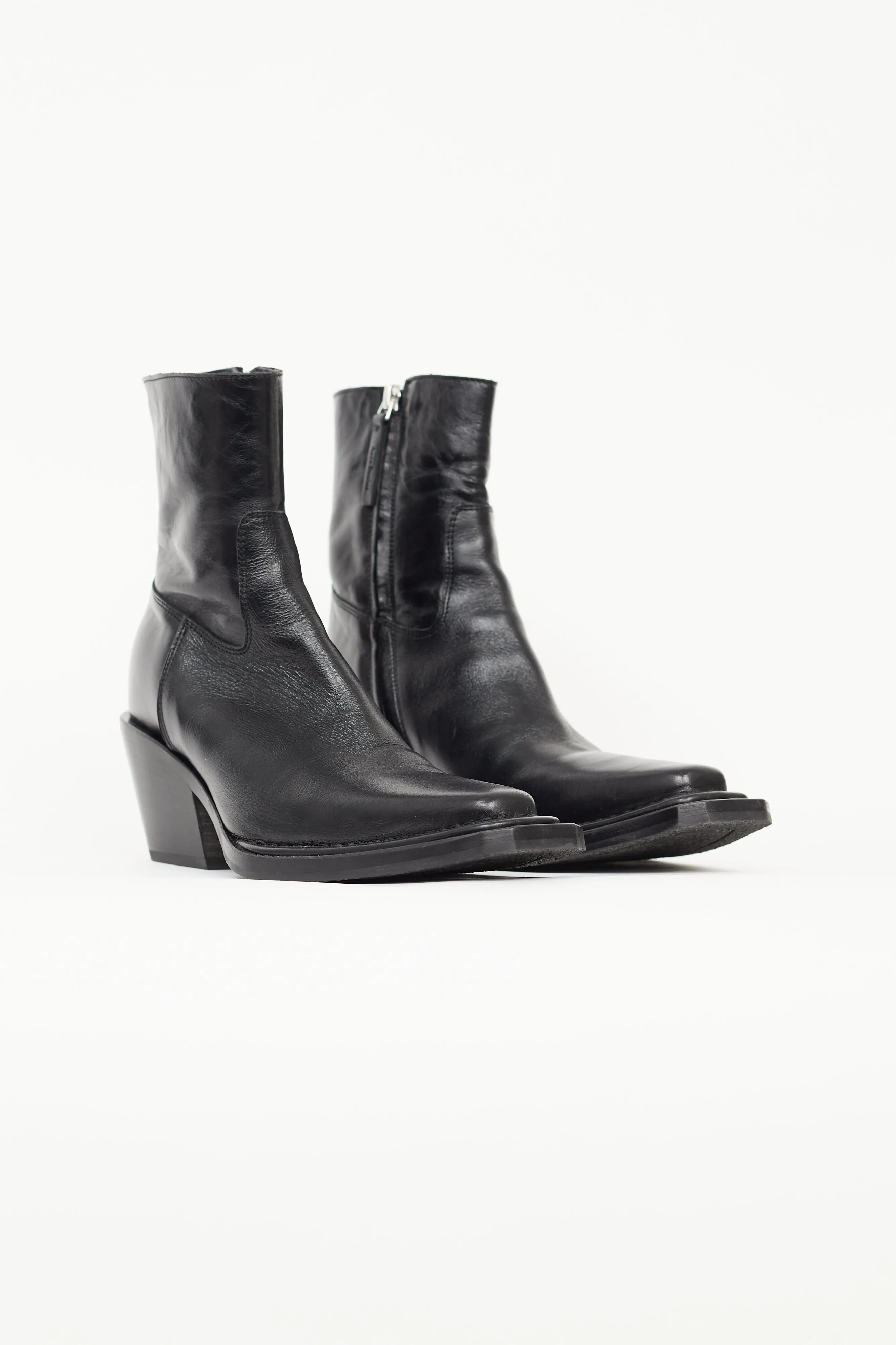 Black Leather Bruno Western Boot