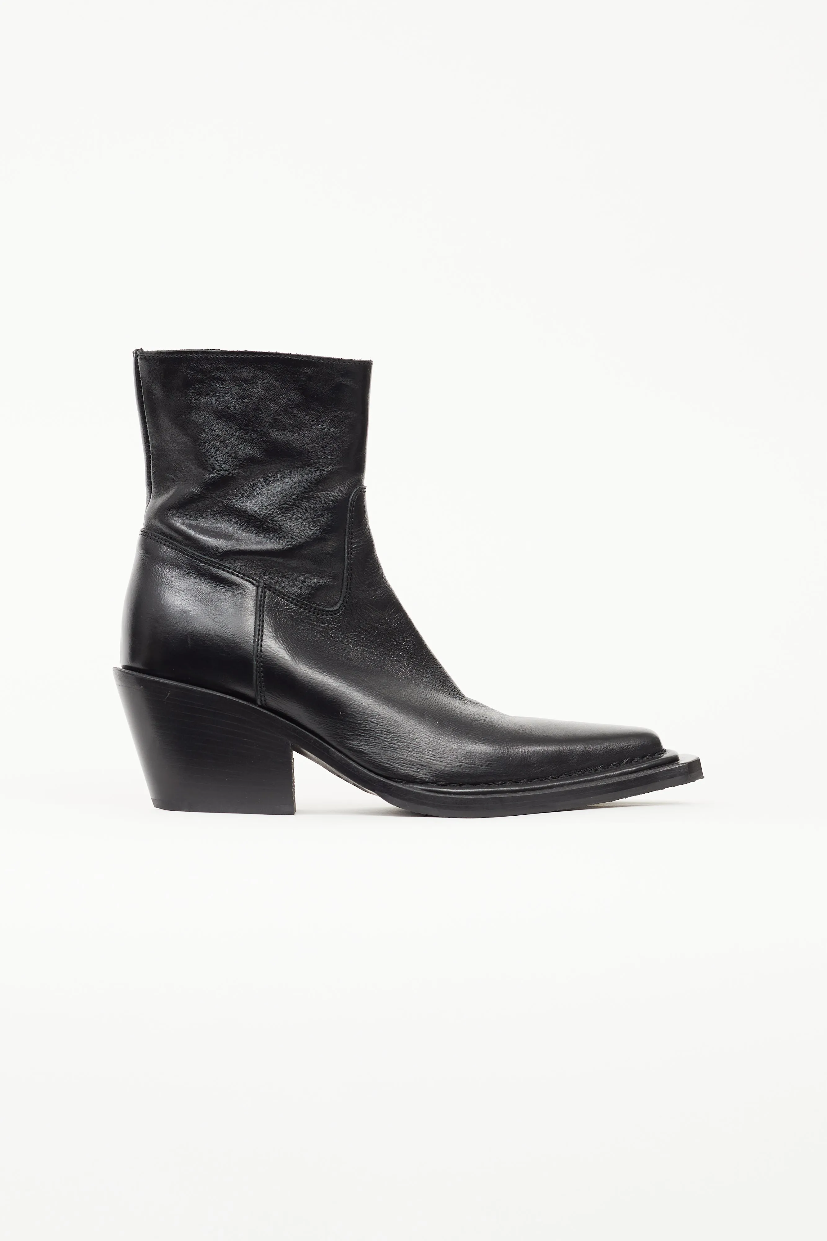 Black Leather Bruno Western Boot