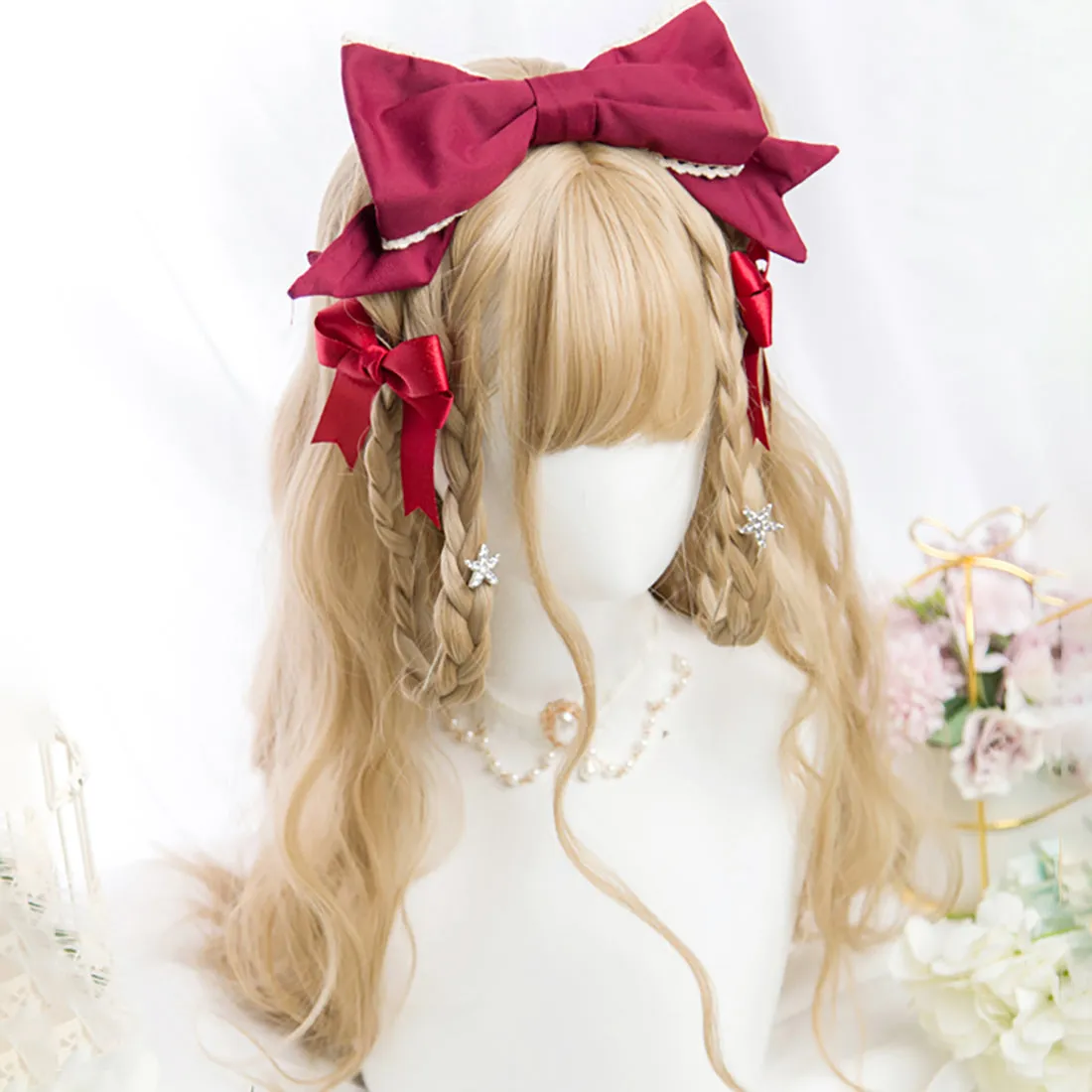Blonde Air Bangs Wavy Long Wig