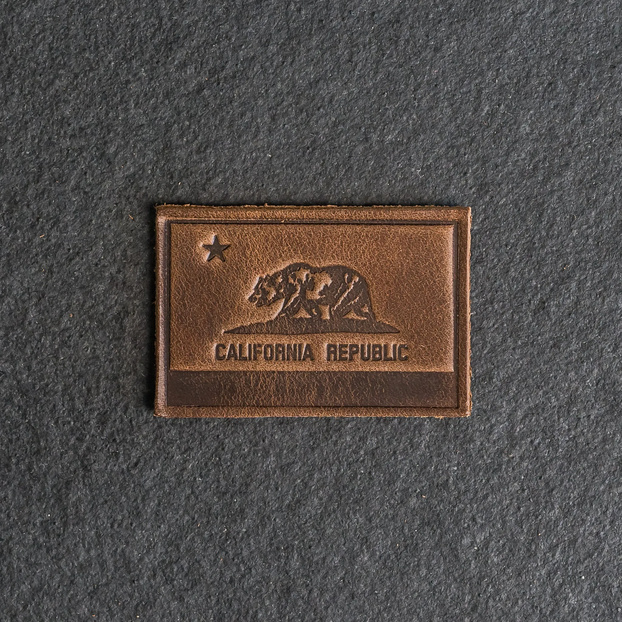 California Flag Leather Patches with optional Velcro added