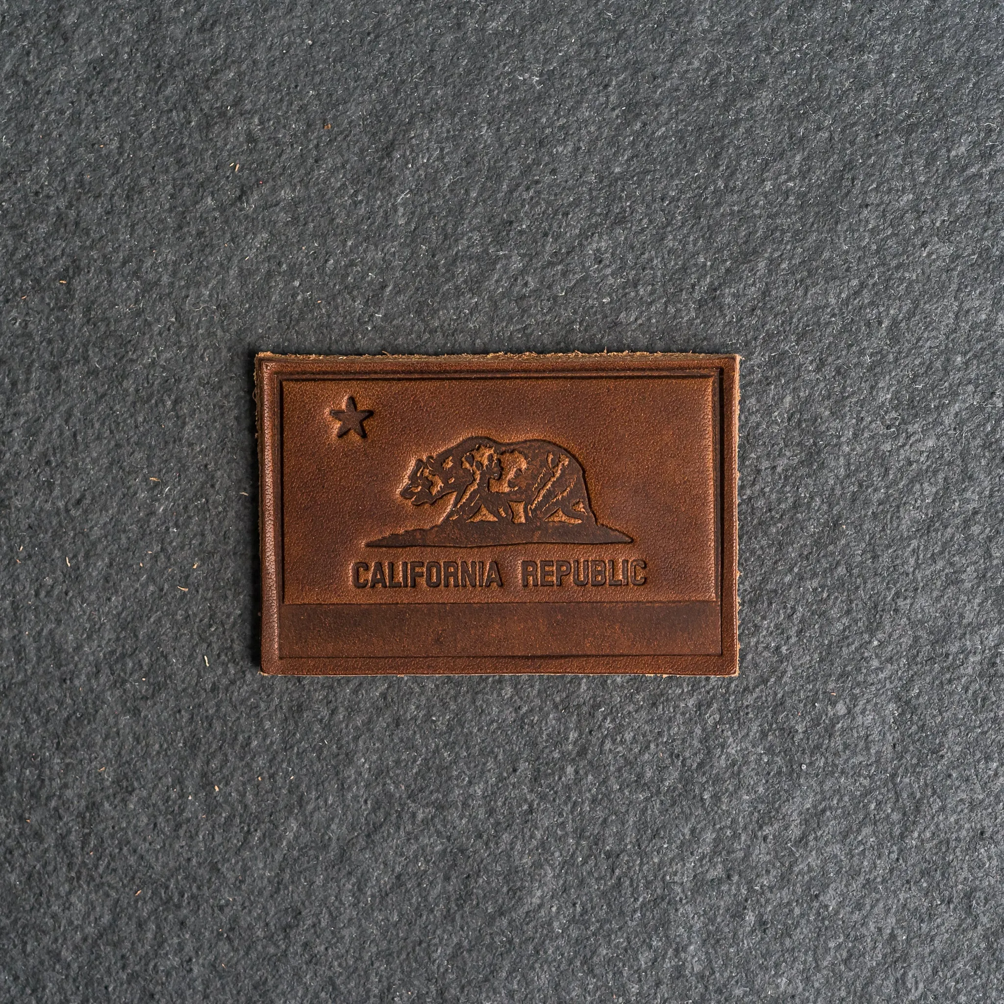 California Flag Leather Patches with optional Velcro added