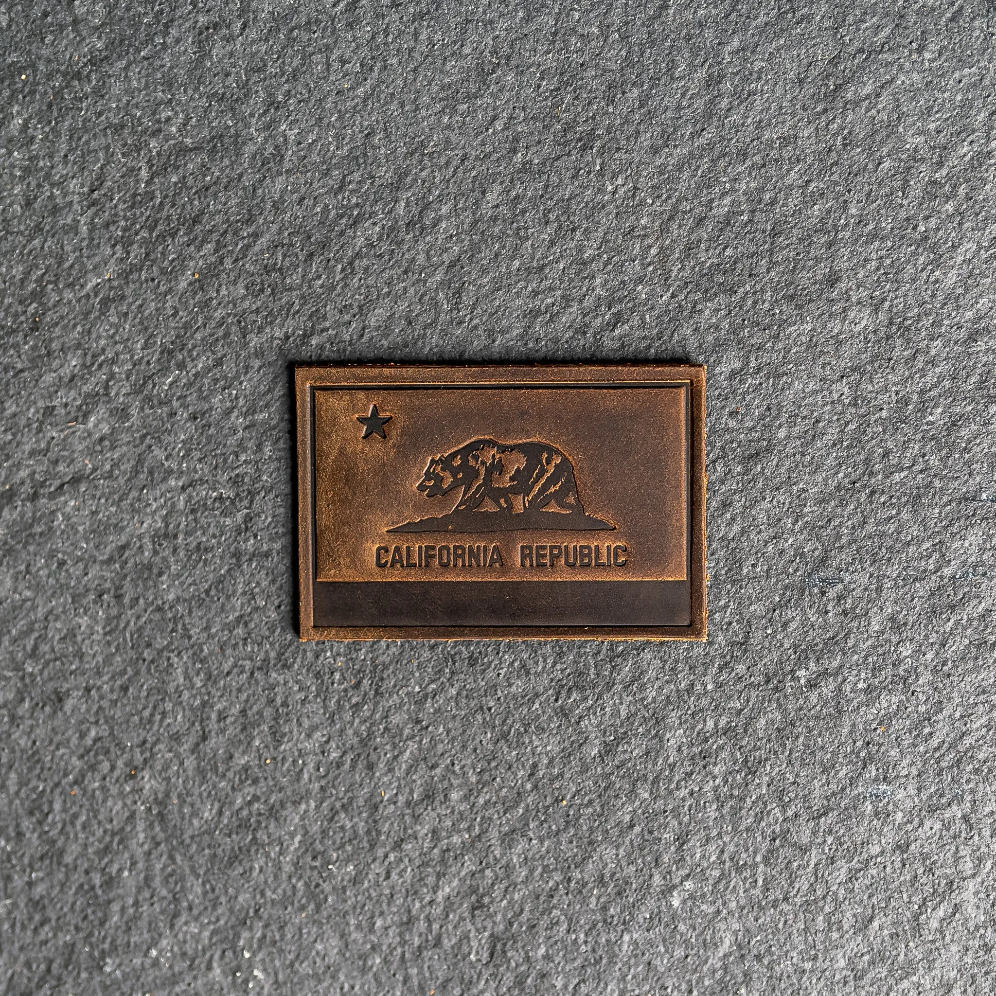 California Flag Leather Patches with optional Velcro added
