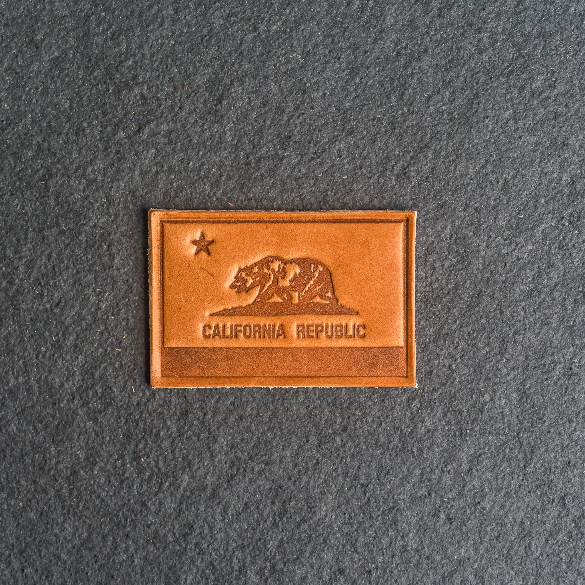 California Flag Leather Patches with optional Velcro added