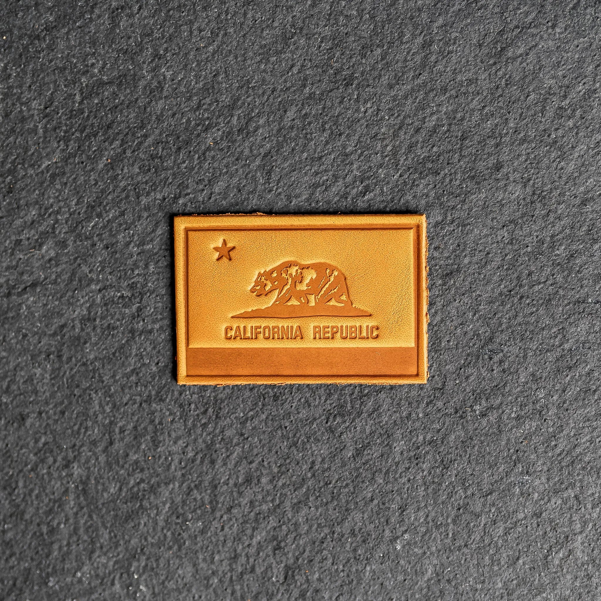 California Flag Leather Patches with optional Velcro added
