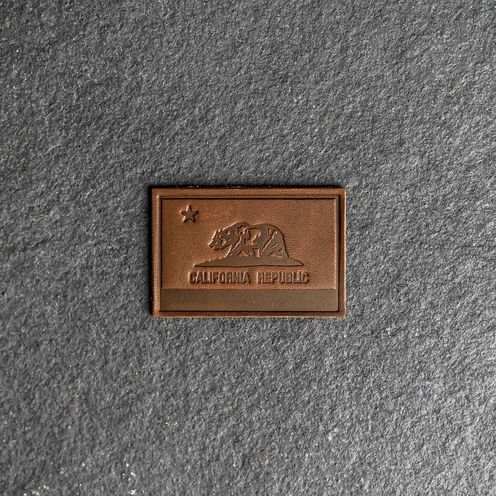 California Flag Leather Patches with optional Velcro added