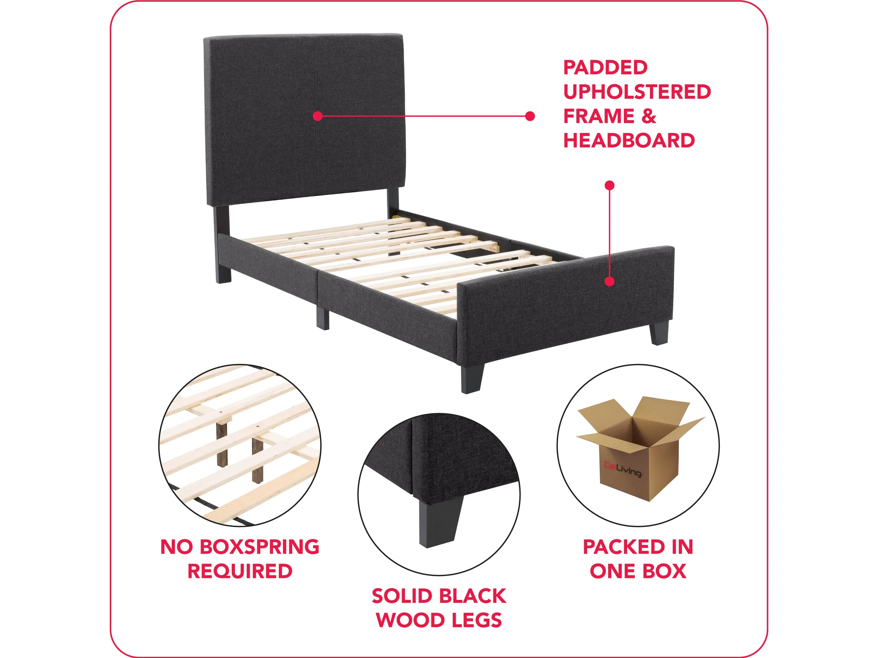 Charcoal Contemporary Twin / Single Bed