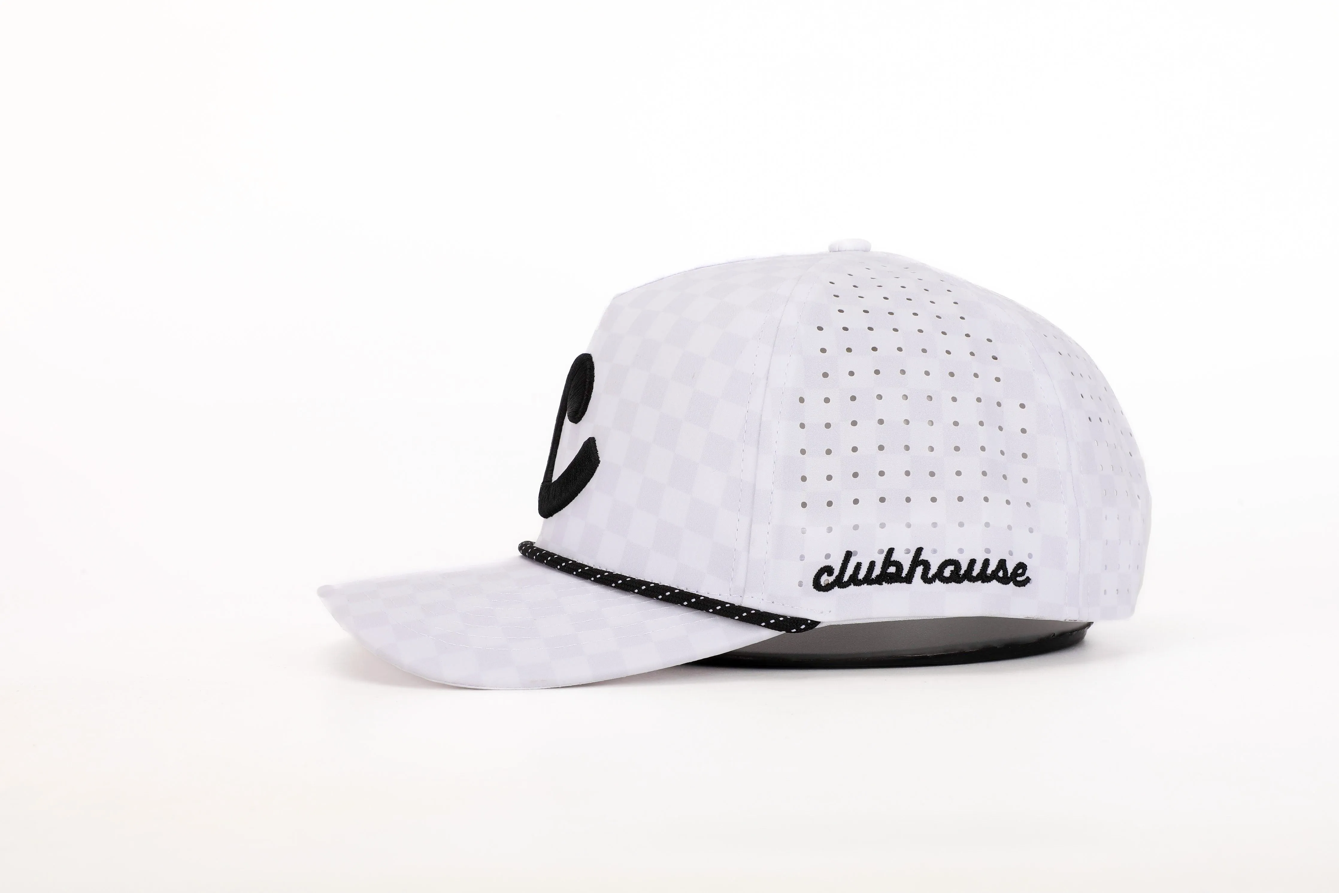 Checkered Rope Golf Hat | White