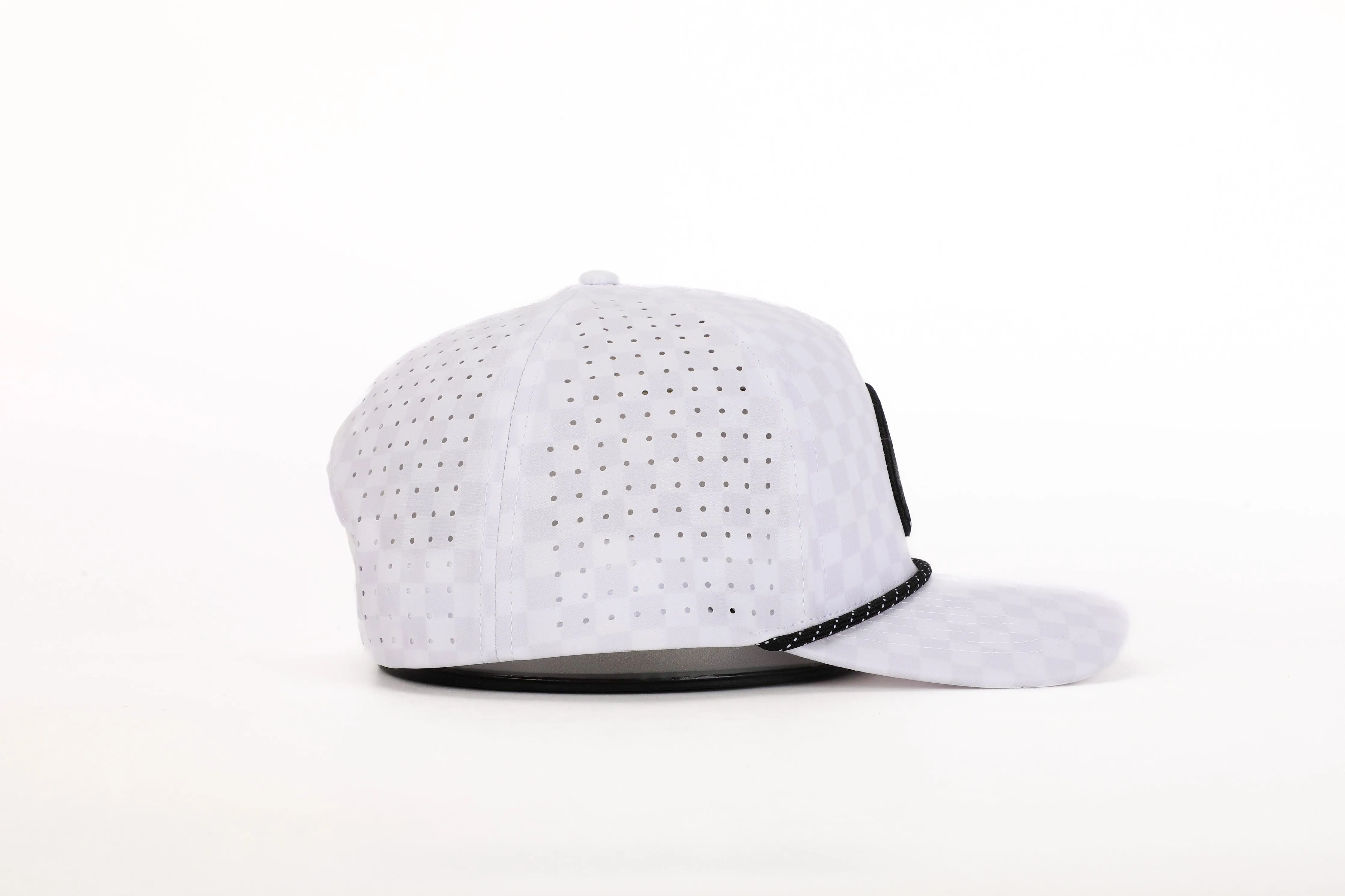 Checkered Rope Golf Hat | White