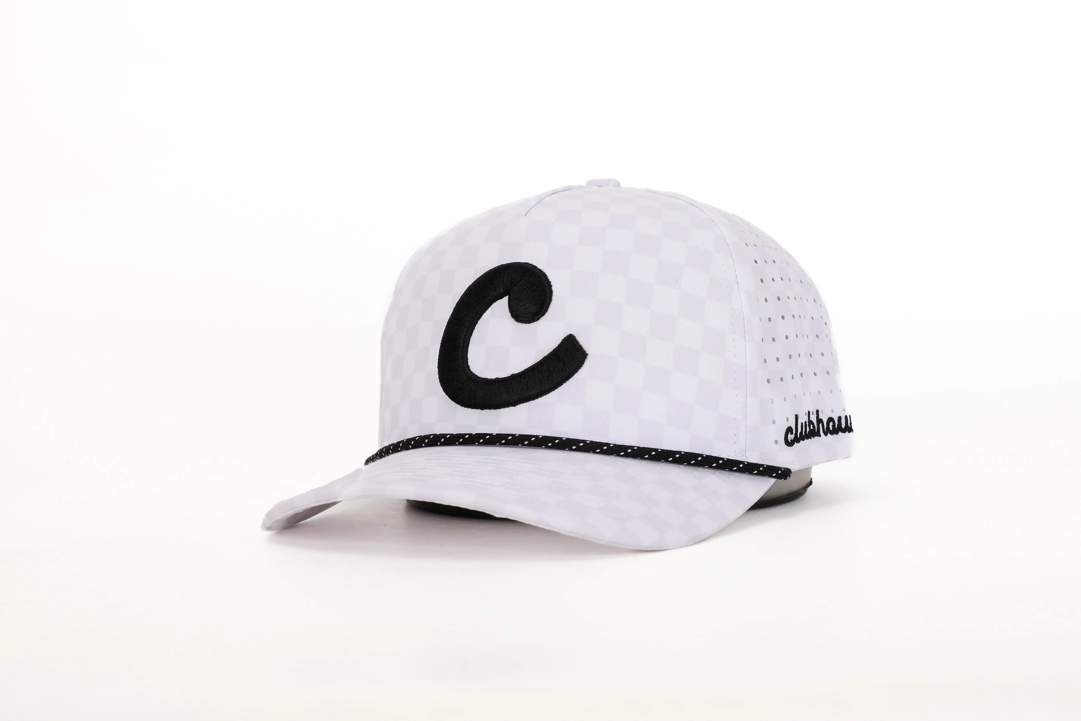 Checkered Rope Golf Hat | White