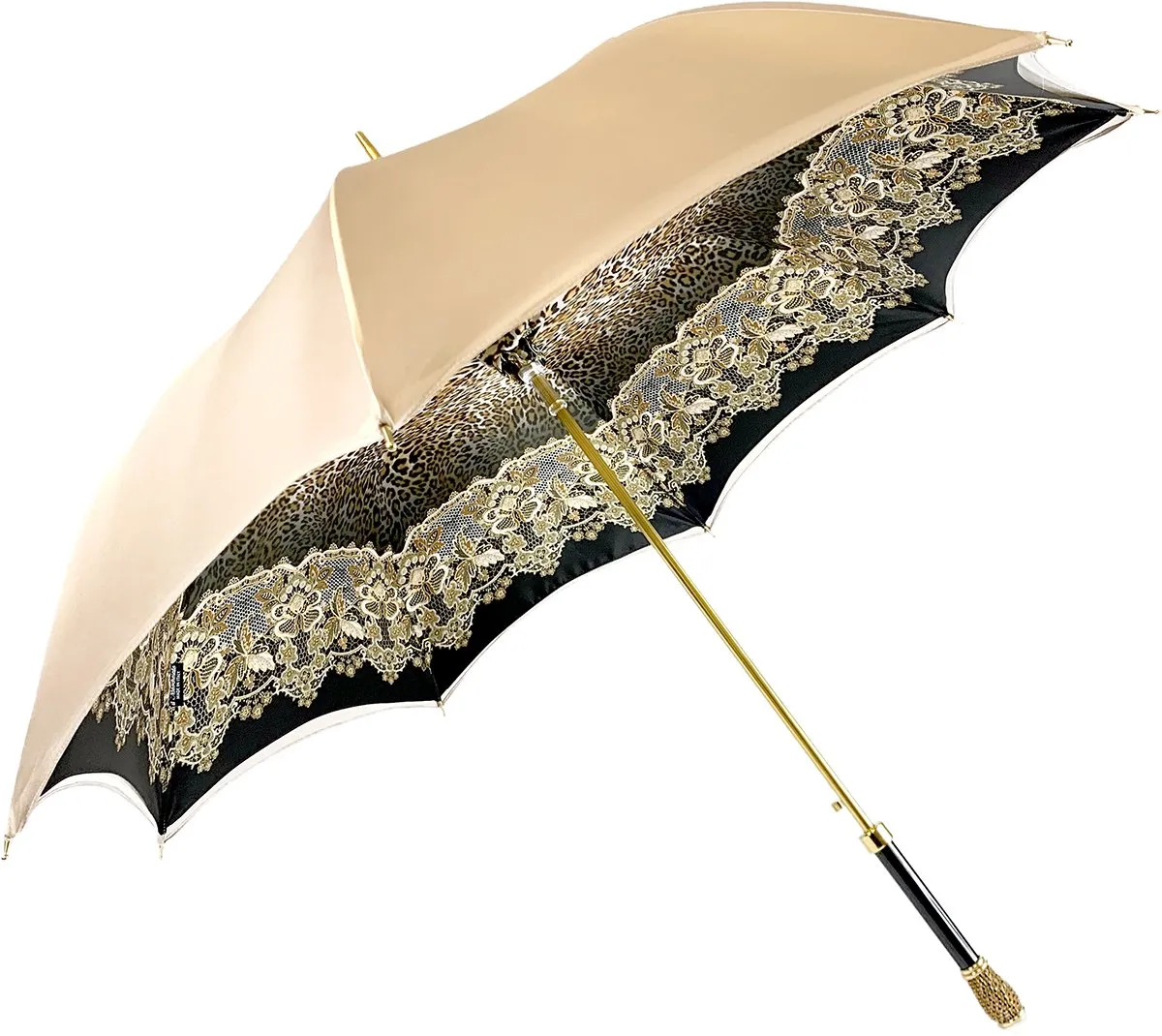 Creamy Leopard Print Umbrella, Double Cloth