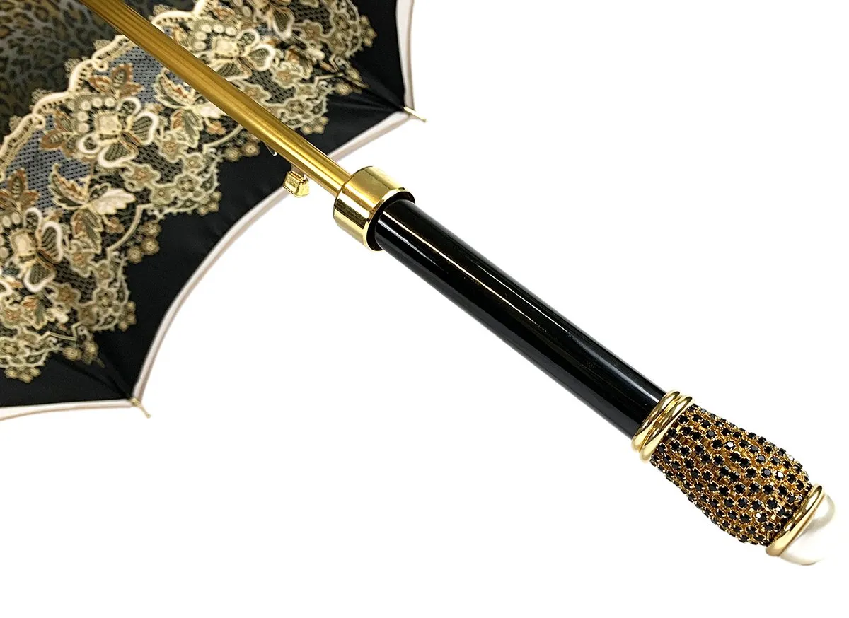 Creamy Leopard Print Umbrella, Double Cloth