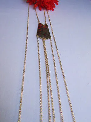 Double Metal Plate Classic Gold Metal Body Chain