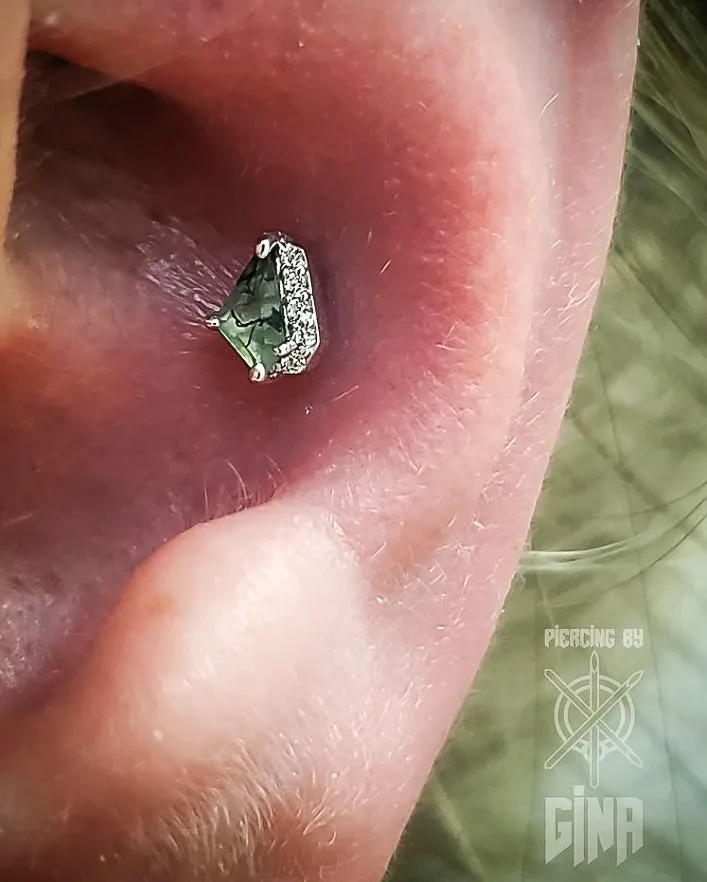 Elevate - Moss Agate   CZ - Threadless End