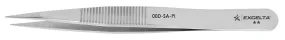 Excelta 00D-SA-PI Italian-Made Anti-Magnetic Stainless Steel Tweezer with Straight, Strong, Serrated, Medium Point Tips, 4.75" OAL