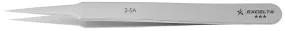 Excelta 2-SA Swiss-Made Neverust® Anti-Magnetic Stainless Steel Tweezer with Straight, Tapered, Fine Precision Point Tips, 4.75" OAL